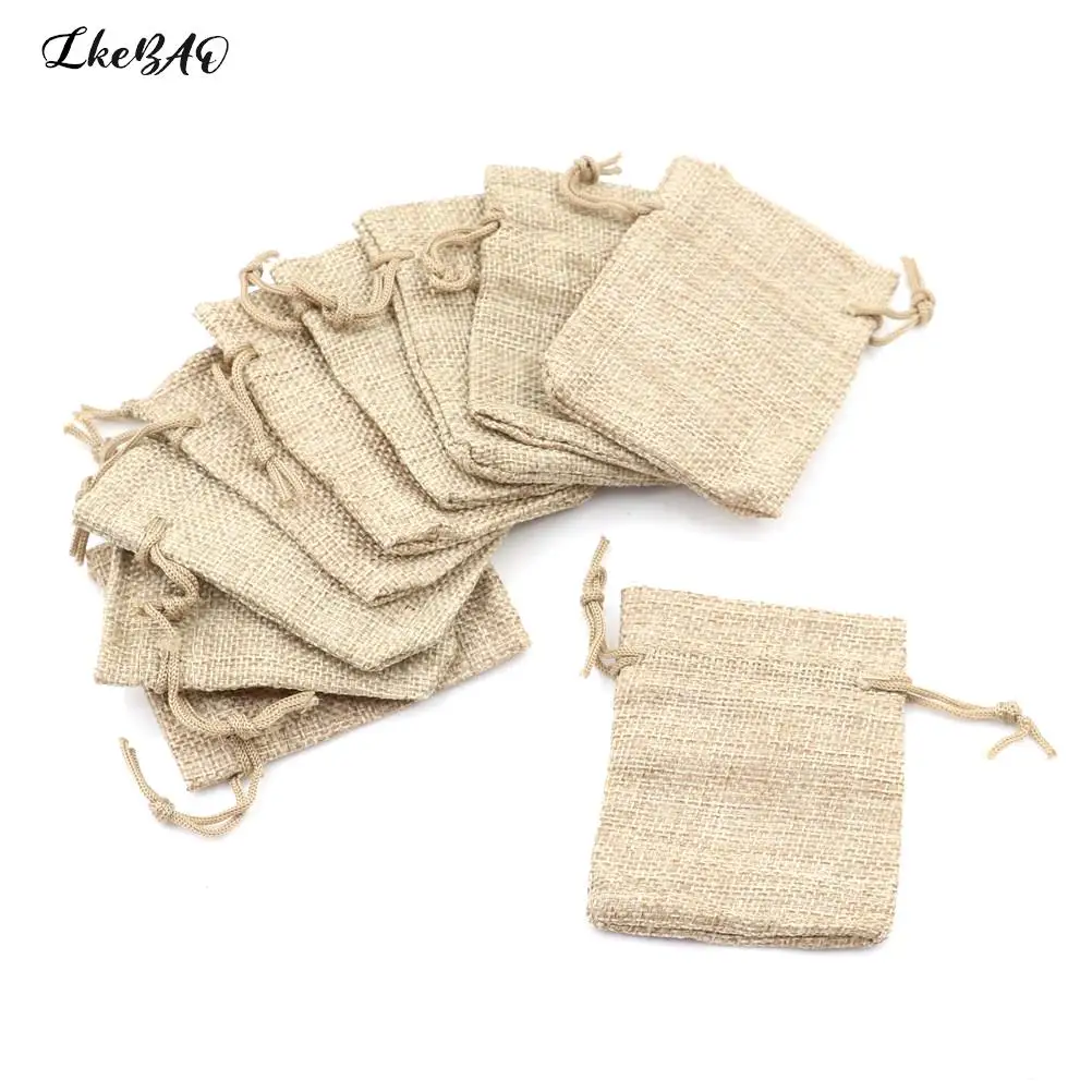 

10pcs/lot 7x9cm Drawstring Bag Wedding Supplies Fashion Small Burlap Jute Sack Linen Pouch Bag