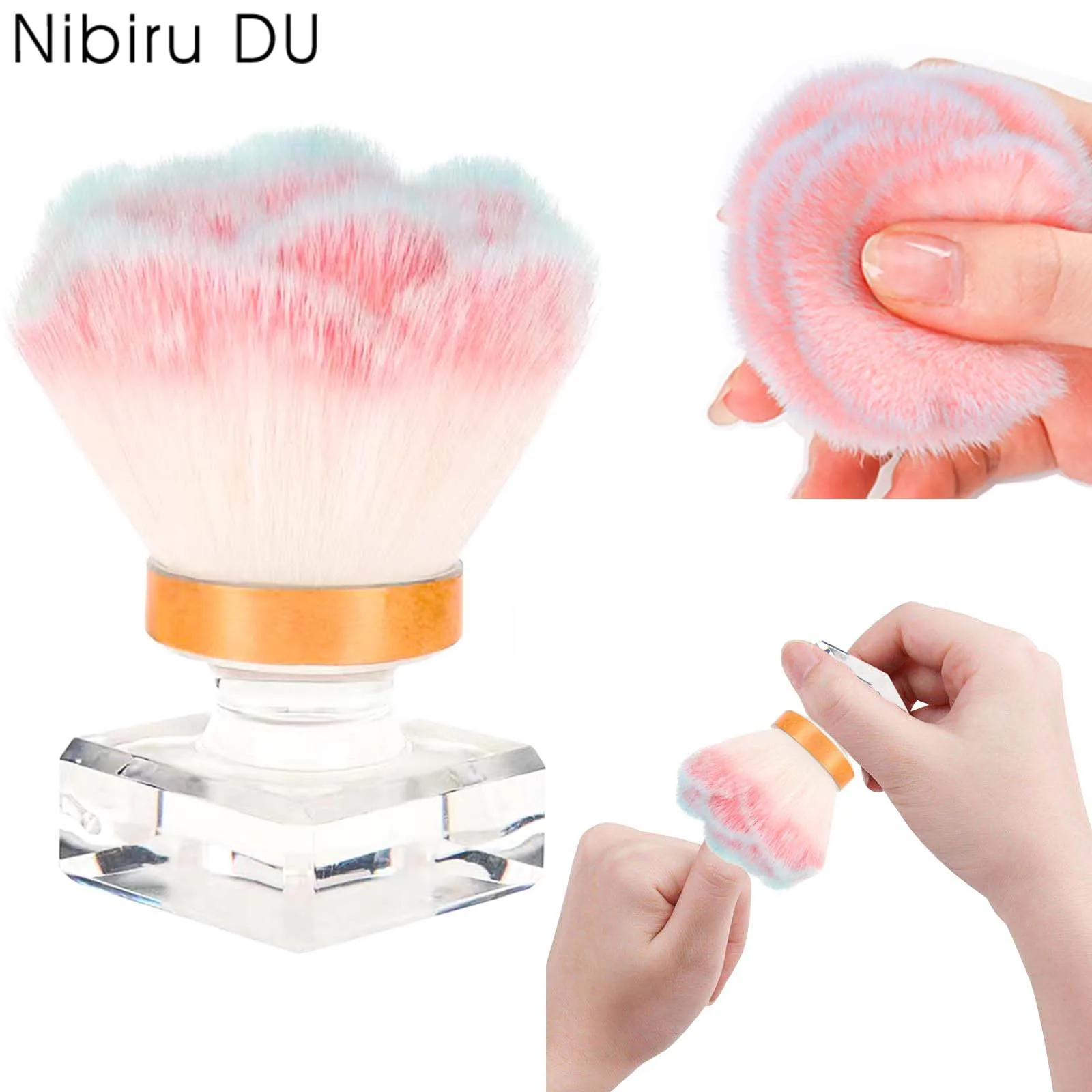 مسمار الفن روز على شكل فرشاة الماس لينة تنظيف الشعر الغبار واقية فرش مسحوق أحمر الخدود فرشاة ماكياج فرشاة مانيكير أداة