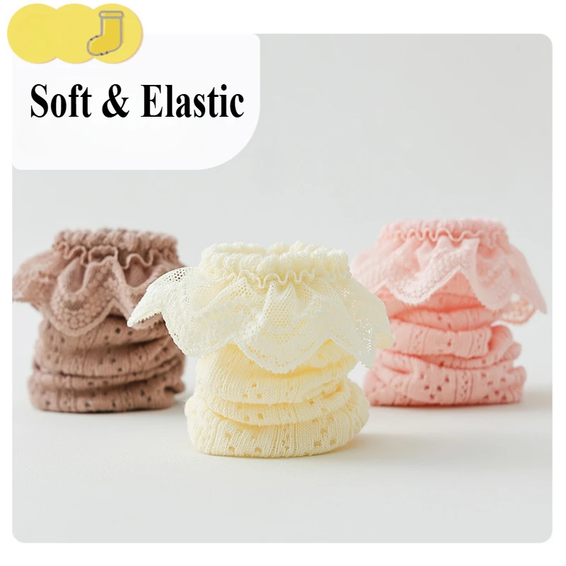 Baby Lace Princess Knee High Socks Kids Girls Boys Long Sock Cotton Mesh Breathable Children Hollow Out Socken for 0-3 Years Old 5