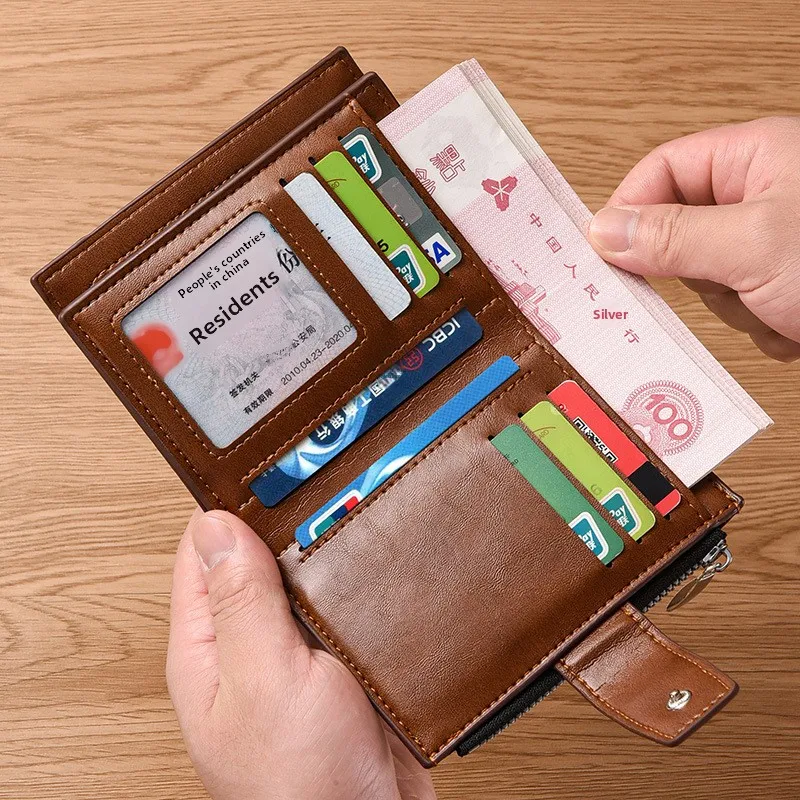 Men's Korean version wallet, short, personalized, student multi slot wallet, 30% off, youth vertical multifunctional wallet