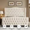 King Size 54.3” Tall Platform Bed Frame with Deep Button Tufted Wingback Headboard and Footboard, Velvet Upholstered Bed Frame 5