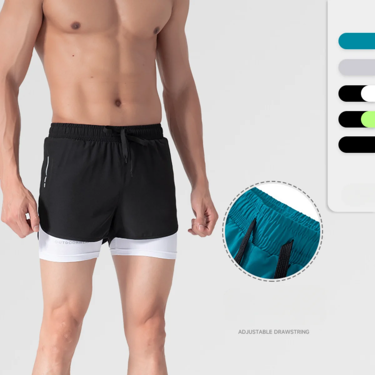 Compression 2 in 1 Quick Dry Sport Shorts Men Basketball Soccer Racing Marathon Running Fitness Gym Trunks
