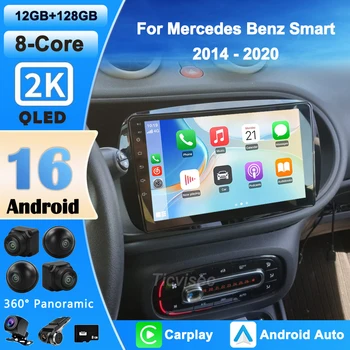 Autoradio Android 16 4G+WIFI Carplay Android Auto Navigazione GPS QLED IPS Per Benz Mercedes Smart 453 Fortwo 2014 - 2020