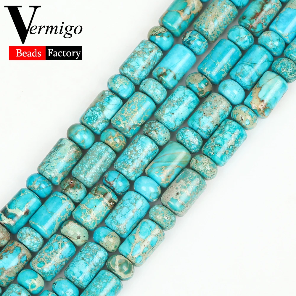Elegant Natural Lake Blue Sea Sediment Jasper Abacus Beads