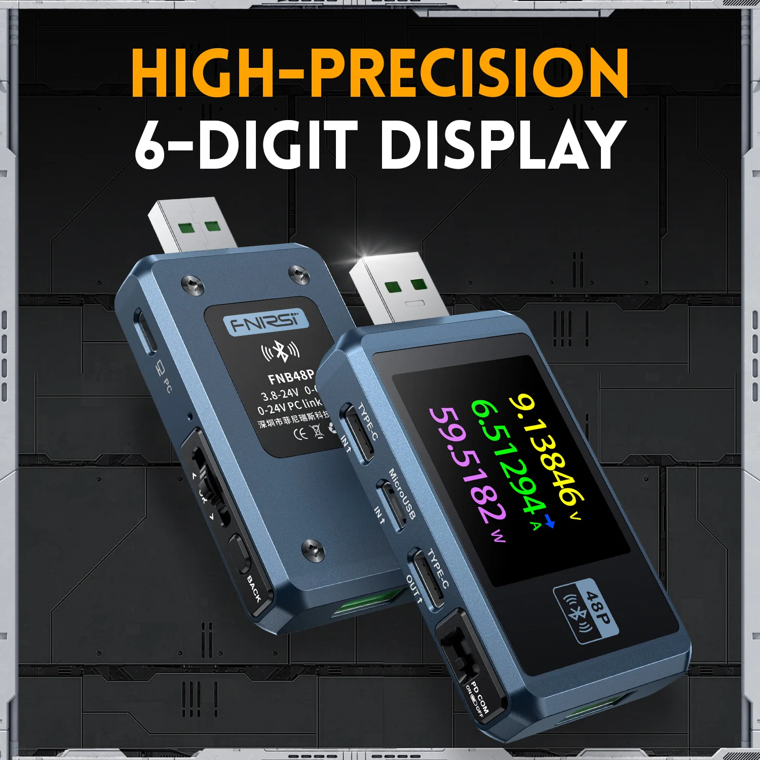 

FNB48P USB стандартное зарядное устройство постоянного тока тестер напряжения Амперметр Быстрая зарядка тестер мощности цифровой измерительный прибор напряжения