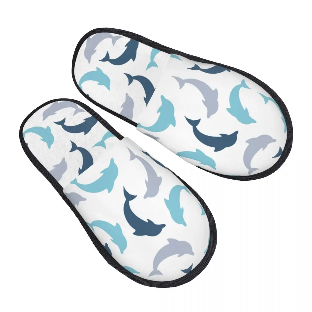 

Симпатичные Тапочки с рисунком дельфина для женщин и мужчин, пушистые зимние теплые тапочки, домашние тапочки