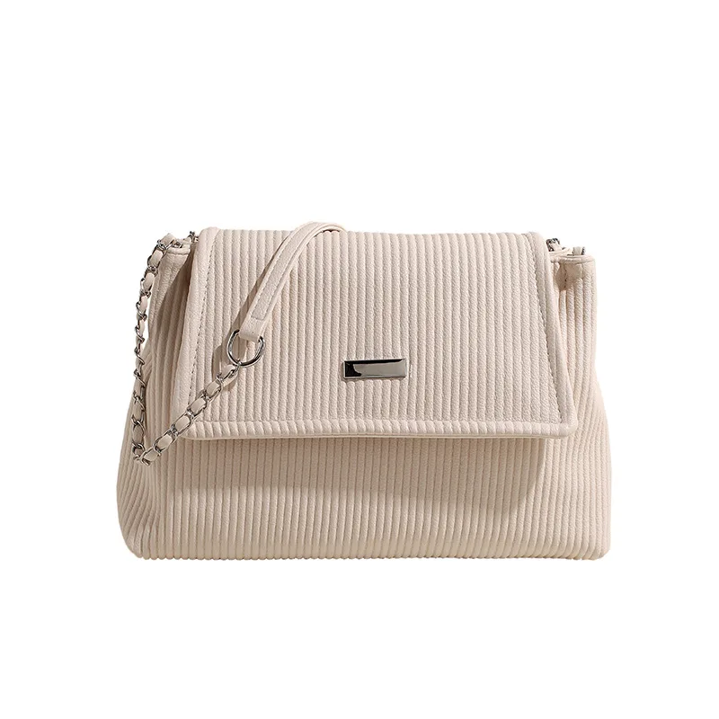 Large Capacity Bag for Women 2024 Solid Color New Fashion Special-Interest Texture Chain Shoulder Retro Crossbody Tote Bag