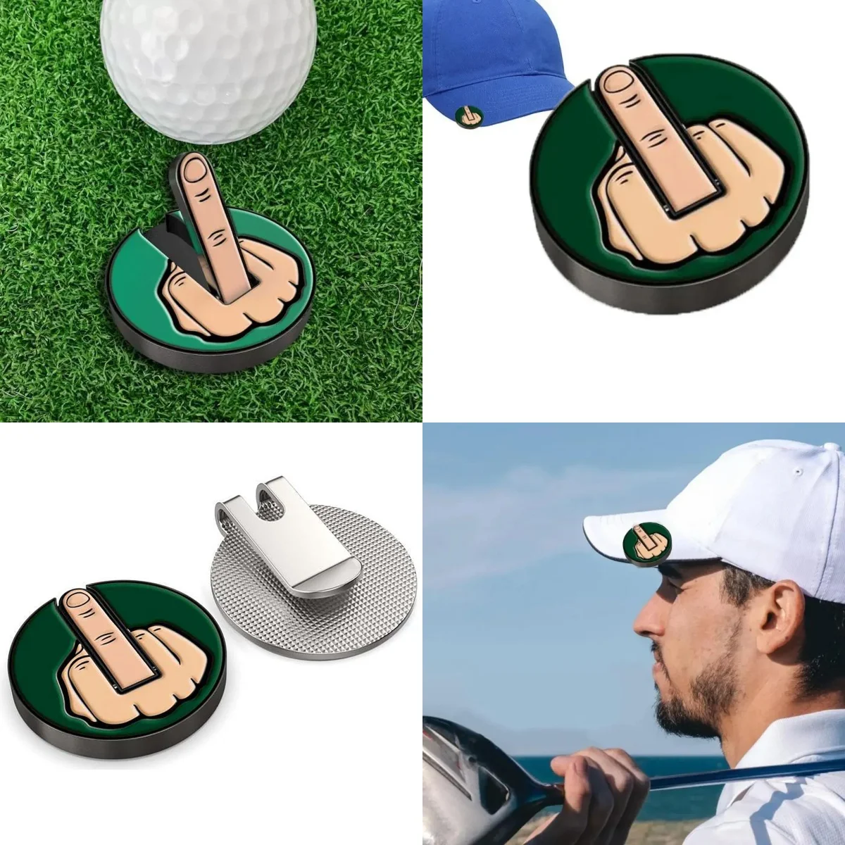 Funny Middle Finger Golfs Ball Marker Golf Hat Clip Marker Magnetic Removable Golf Practice Position Mark Accessorie 골프