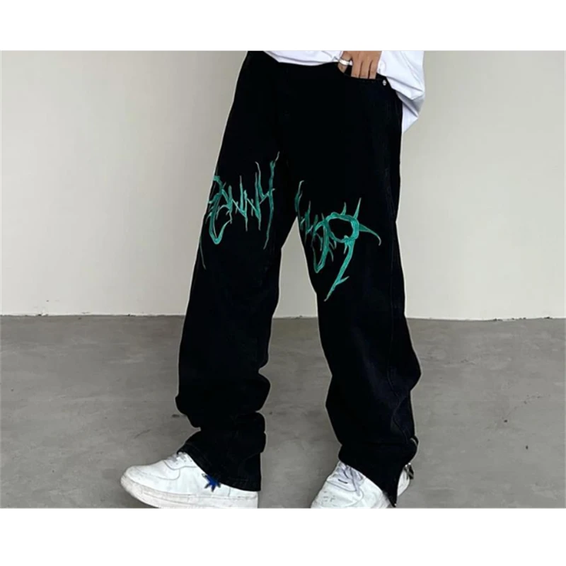 New Arrival Men Harem Jeans Casual Letter Printed Jeans Trend Hip Hop Streetwear Men's Jeans mens stretch jeans