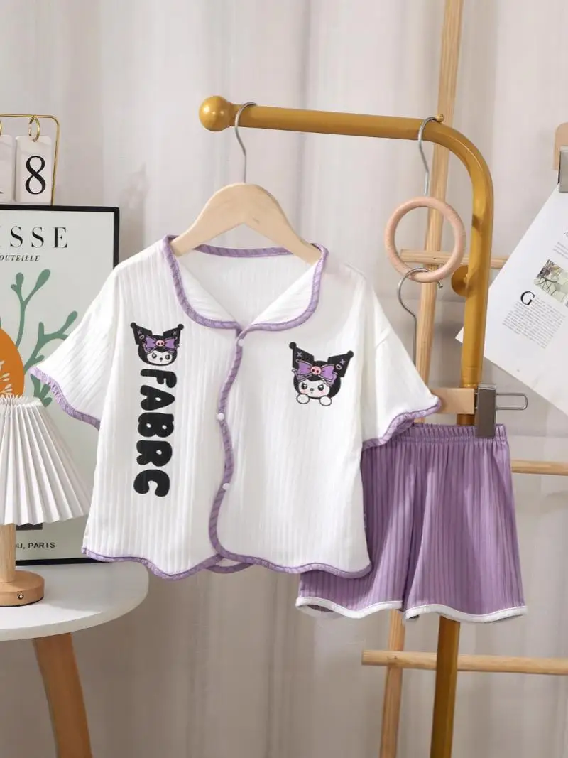 Kuromi Anime Cartoon Girl T Shirt Home Clothes Kawaii Sanrio Summer New Ice Silk Short-Sleeved Shorts Suit Kids Soft Breathable 11 Sf8d4921a8ca74a2bb43976f94c259259F