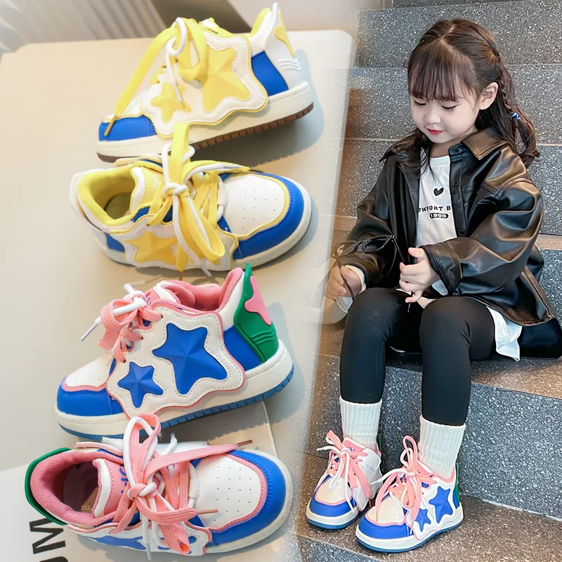 

Girls' Sports Shoes2024Korean Version of The New Autumn Children's Fashion Sports Shoes CuHK Soft Sole Casual Shoes for Children