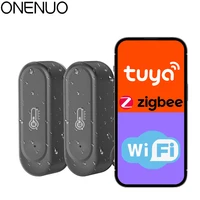 Smart ZIgbee/WIFI IP65 waterproof Temperature and Humidity Sensor Black Tuya APP Monitoring For Alexa Google Home