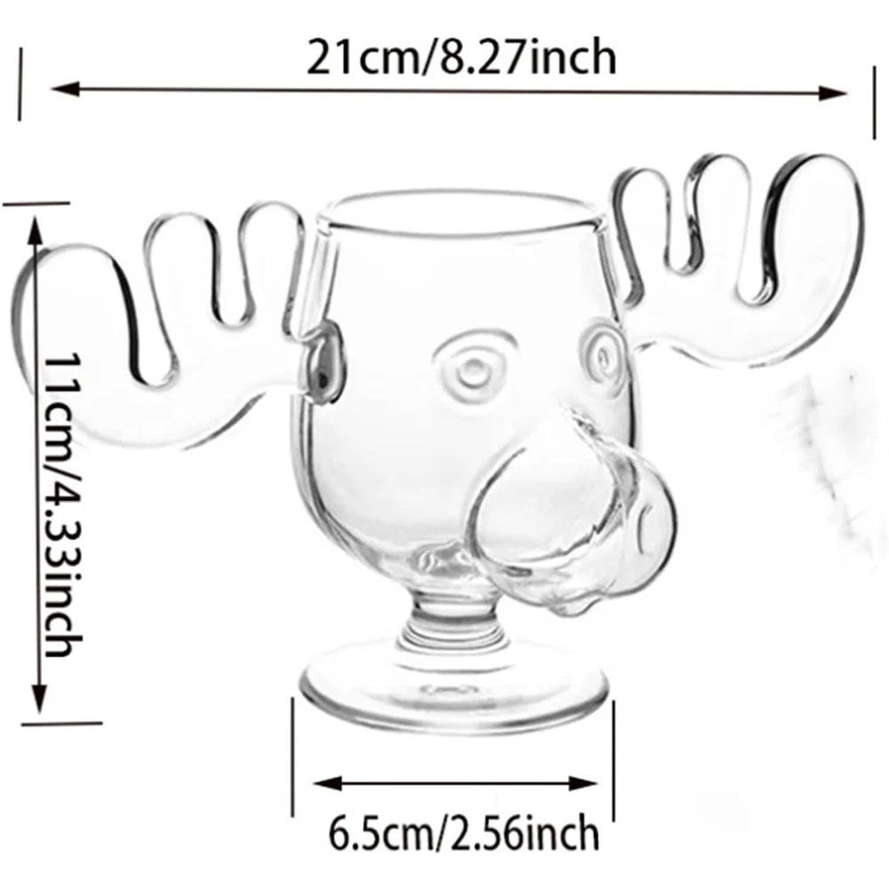 240ml 8oz Christmas Elk Glass Cup Creative Vacation Moose Mug Xmas Reindeer Head Coffee Cup Milk Beer Water Whiskey Glasses Gift