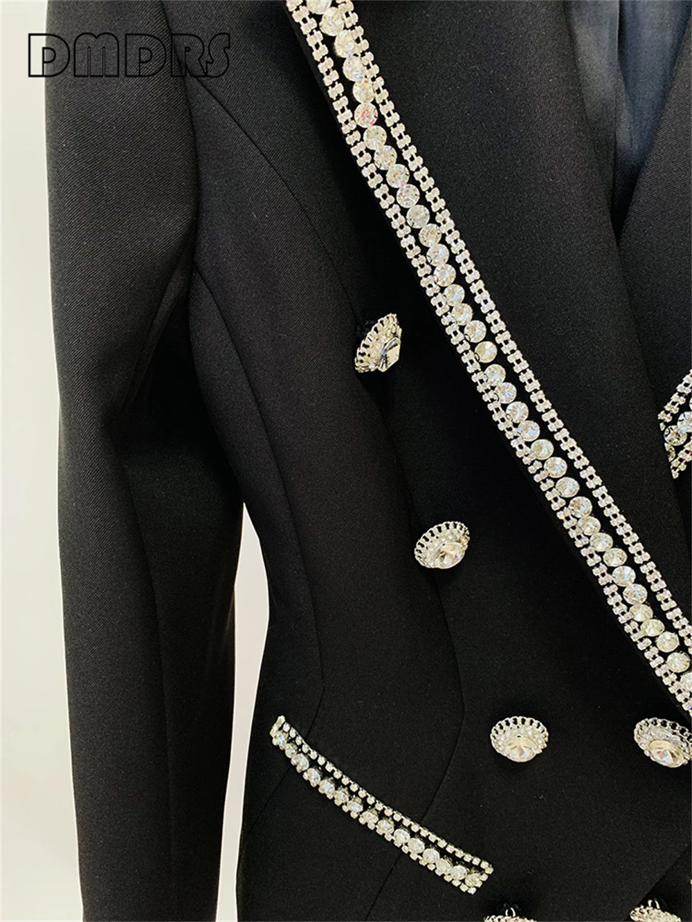 DMDRS | Luxury Diamonds Women's 2 Pieces Suit Set Double Breasted Blazer With Long Flare Pants Prom Outfit Party Fashion Outfit