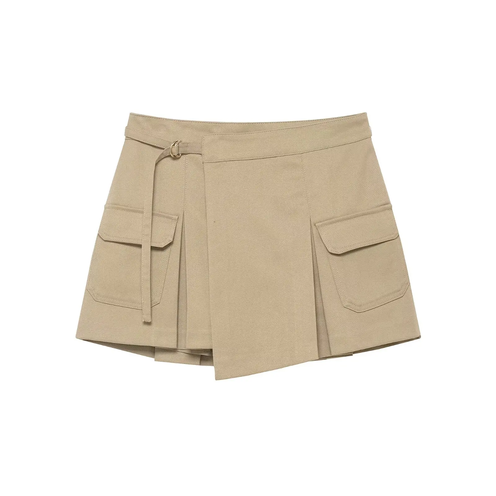 KONDALA Trendige lässige Overalls-Shorts für Damen, Khaki-Taschen, Schnür-Culottes, 2026, Frühlingsmode, Urlaub, Pendeln, Cargo-Shorts – Detail 4