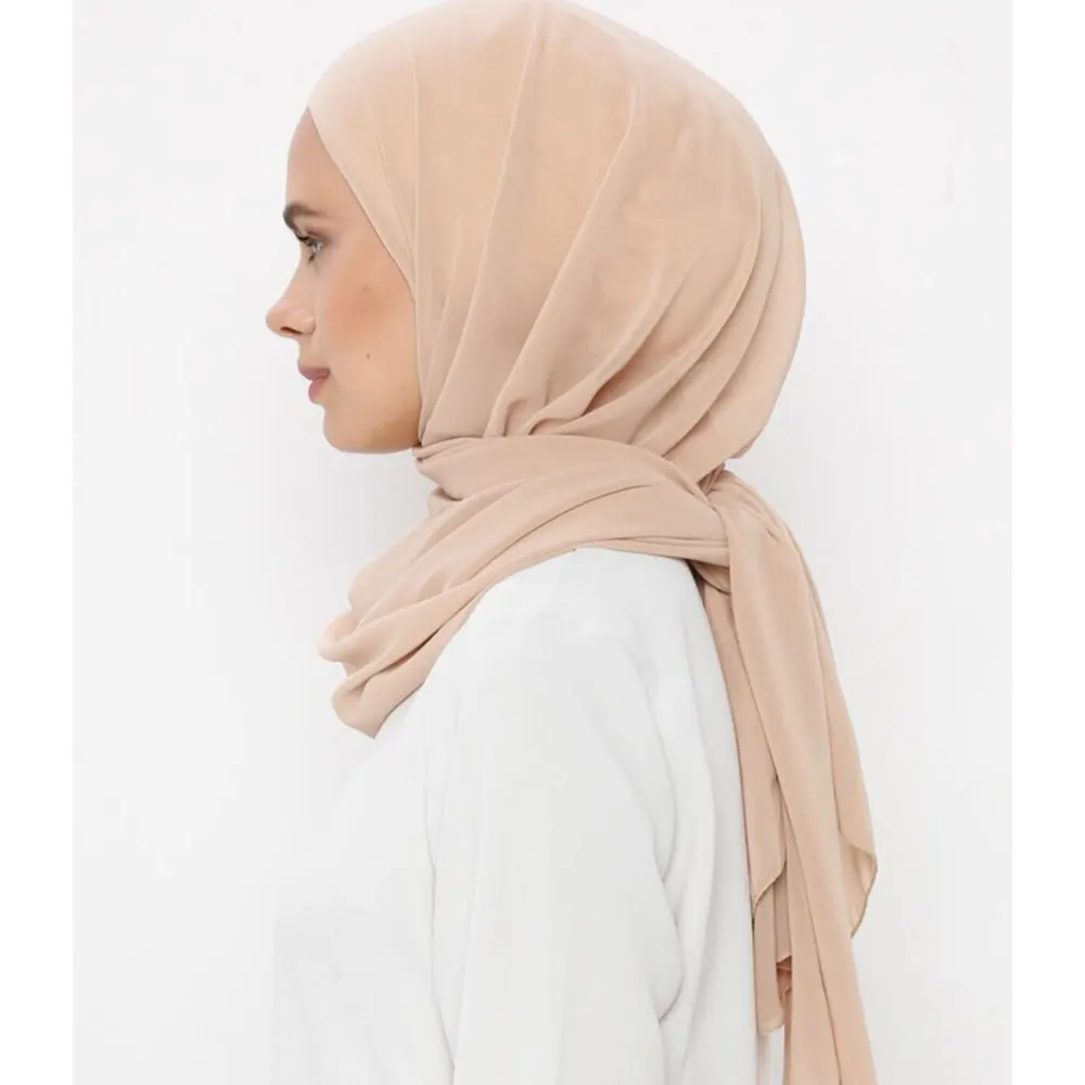 Muslim Women Heavy Chiffon Hijab Scarf With Bonnet  Instant Chiffon Hijabs Scarves With Caps Pinless Underscarf Headscarf
