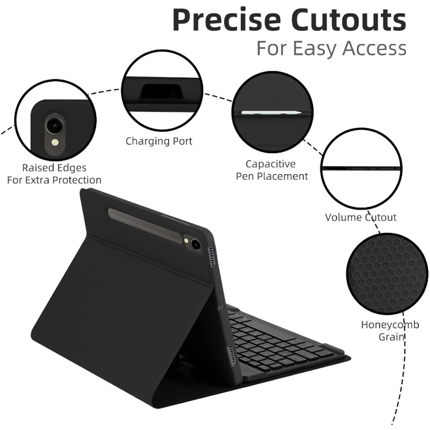 Premium Keyboard Case with Pencil Holder for 10.9-inch/11-inch Tablets
