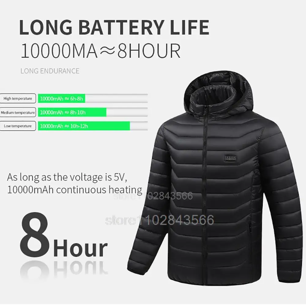 Heated Jacket Men Heated Jacket USB Electric Heated Coat Hunting Hiking Camping Outdoor Skiing Heating Jacket Camping Heated Clothing