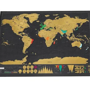 Scratch Map World Map Wall Black Gold Foil Scratch Off Foil Layer Coating Mapa Gift Home Supplies Office School