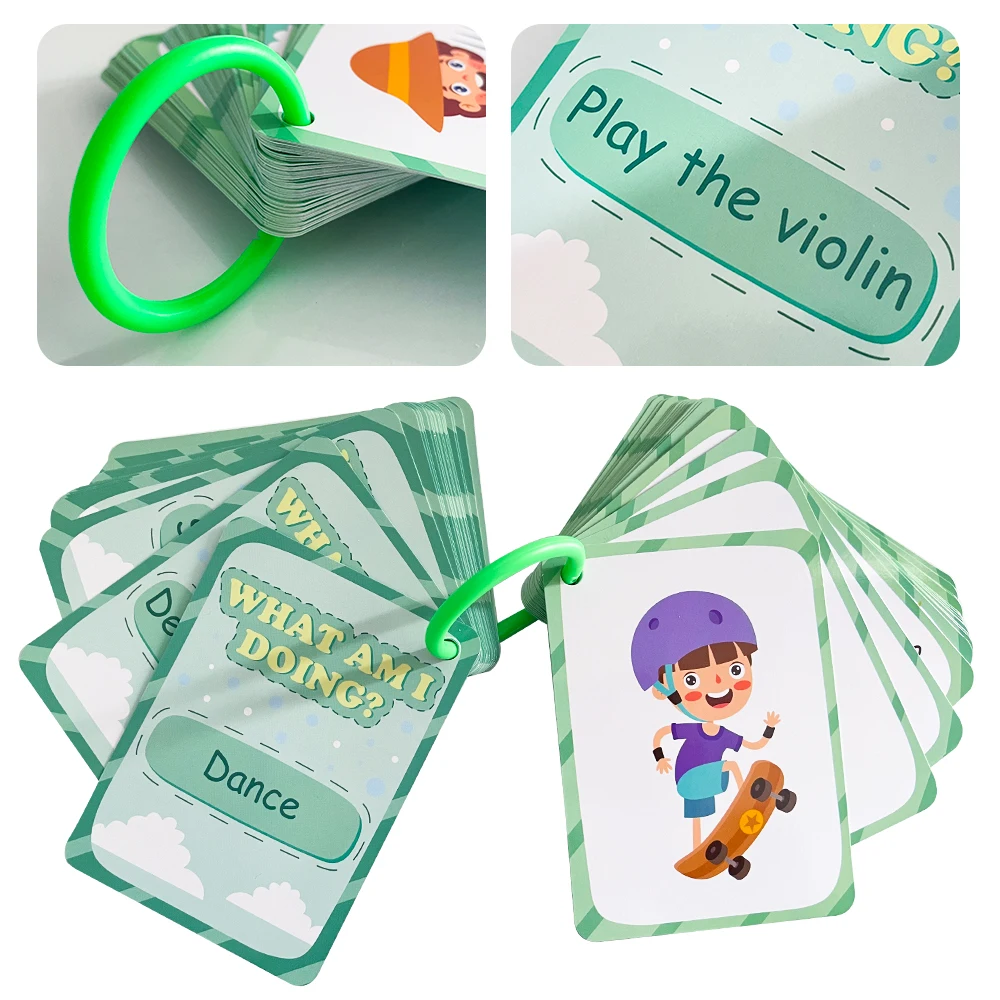 Kids Action Cognition Cards Funny Q&A Learning Classroom Interaction Aids English Teaching Educational Toys Montessori Material 3