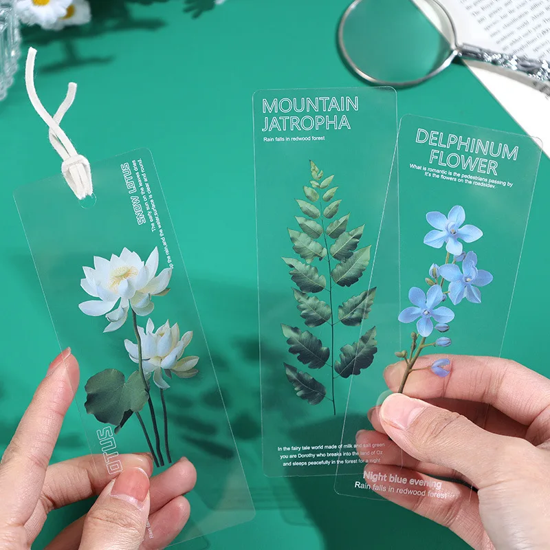 PET Plants flowers themed bookmarks reading accessories butterfly magnetic bookmarks 6 Sheets for Students Craft Supplies
