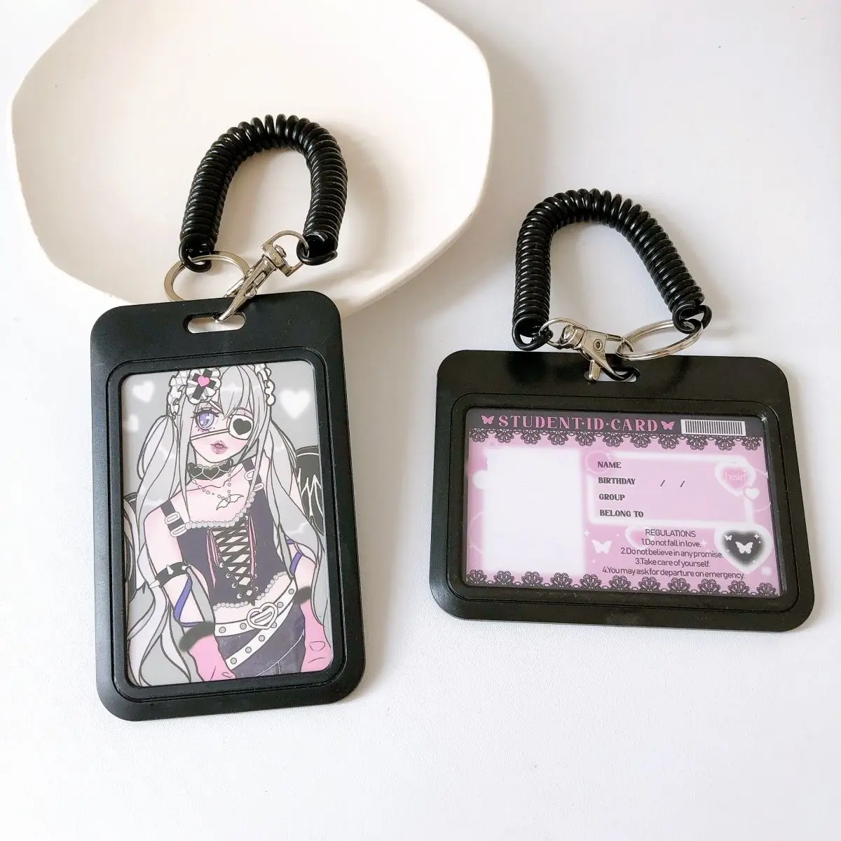 3 inch Card Holder Kpop Photocard Holder Photo Card Bag Pendant School Stationery Black Style