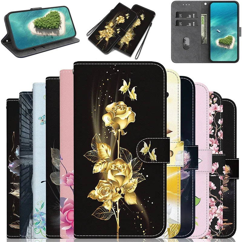 

Stand Flip Wallet Case For Infinix Hot 40 40i 30 PRO 4G hot 20 12 PLAY 40 20i 20 5G Cartoon Painted Protect Phone Cover