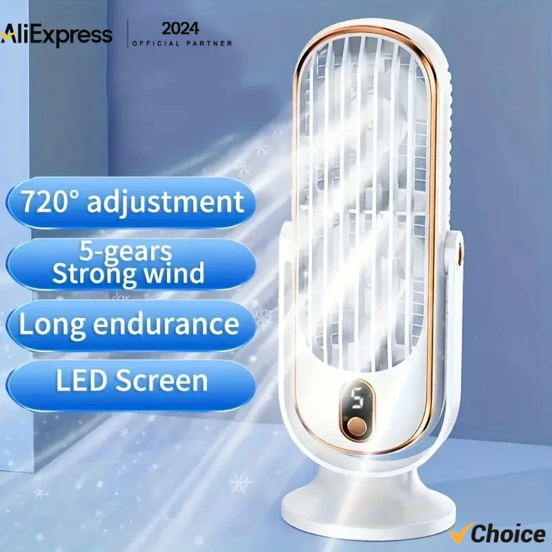 

720° Strong Wind Cooling USB LED Display 5 Speed Adjustment Desktop Tower Fan Arrival Home Office Use Electric Fan For Summer