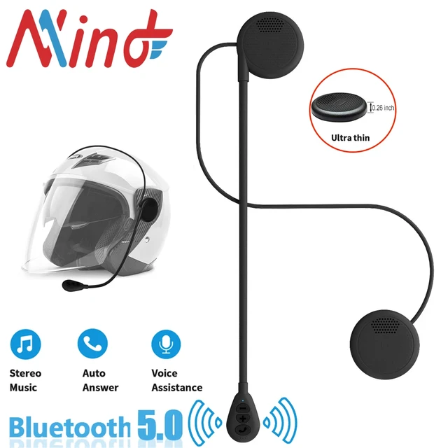 Casque de moto Bluetooth sans fil ultra fin, casque stéréo, réponse  automatique, kit d'appel mains libres, lecteur de musique MP3, téléphone de  sauna