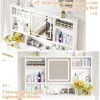 Rattan Makeup Vanity Desk with Mirror and Lights with 3 Drawers & Shelves, with 2 Rattan Door Cabinets, 47'' Modern Vanity Table 4