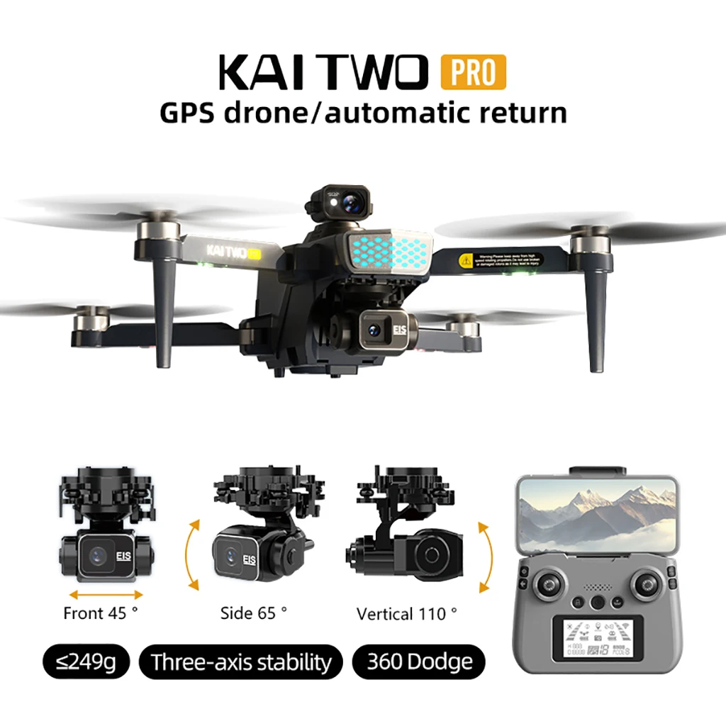 KAI TWO PRO GPS Drone 4K professionale 8K tre assi auto stabilizzazione HD Camera 360 ° evitamento ostacoli Brushless RC Quadcopter - Image 3