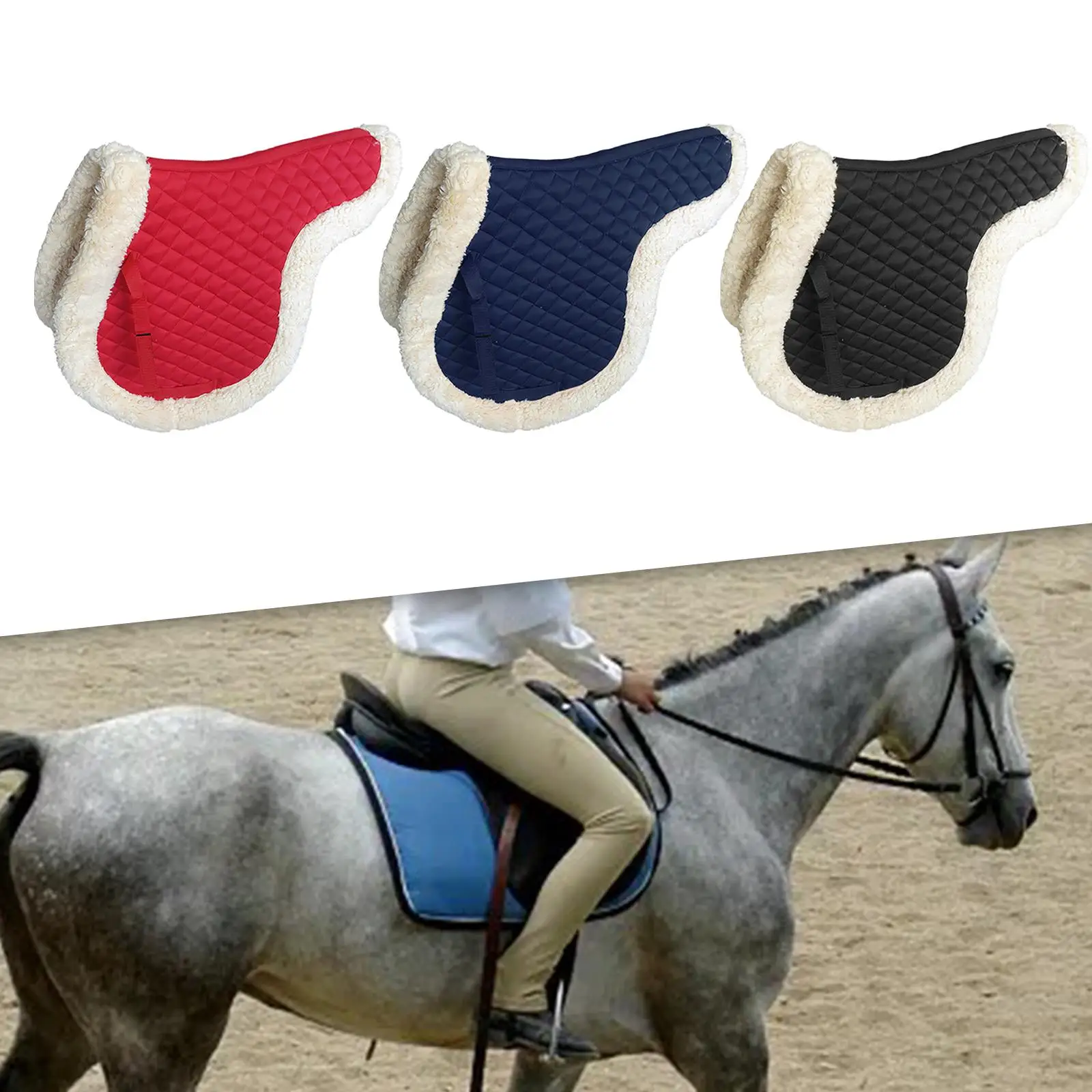 Saddle Pad for Horse, Dressage Saddle Pad Breathable Sponge Lining Thick Soft Practical Riding Seat Cushion Horse Riding Pads
