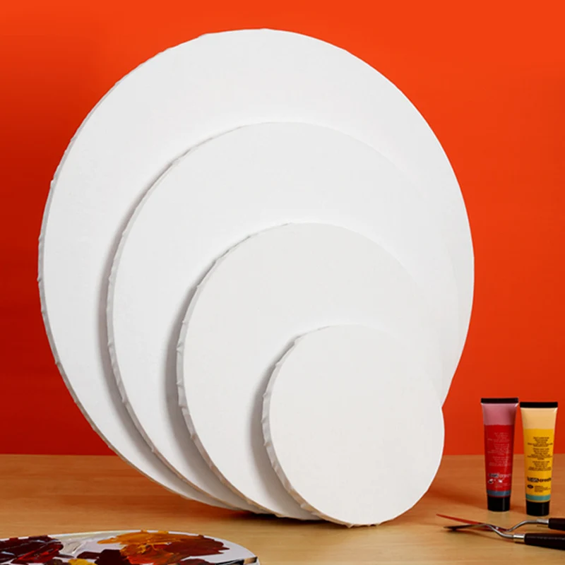 Art Professional Round Cotton And Linen Canvas For Gouache Oil Painting Acrylic Pouring Diameter 15cm 20cm 30cm 40cm 1 Pcs Stretched Canvas Painting Supplies