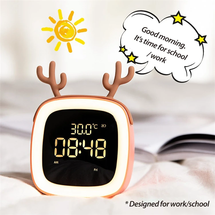 창의적인 LED 야간 조명, 온도계, 침실용 알람 시계, 침실 선물, USB 충전식 디지털 시계, 5가지 스타일