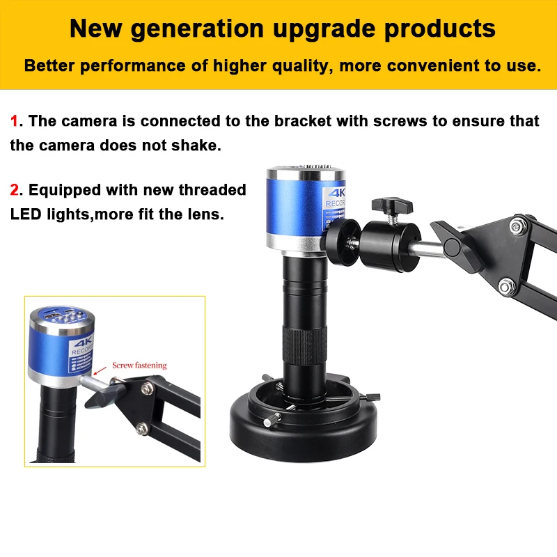 4K Digital Microscope for Electronics 48MP Type-C HDMI Camera 150X C Mount Zoom Lens with Ring Light Professional  Micro Scope 2