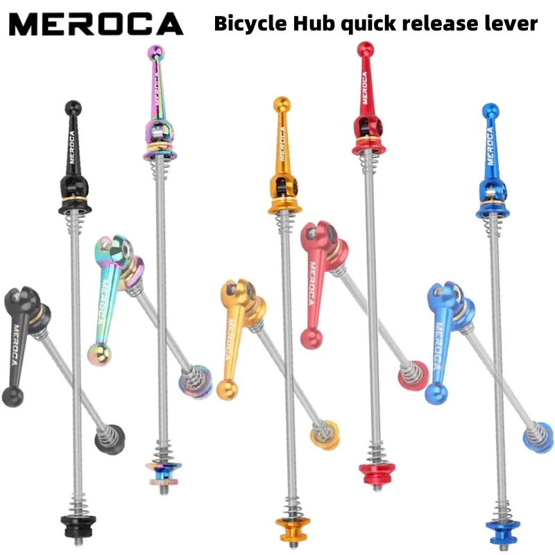 

MEROCA Bicycle Hub Quick Release Lever Mtb Cube QR Titanium Folding Mountain Road Bike Shaft for Freehub Cycling Parts 1Pair