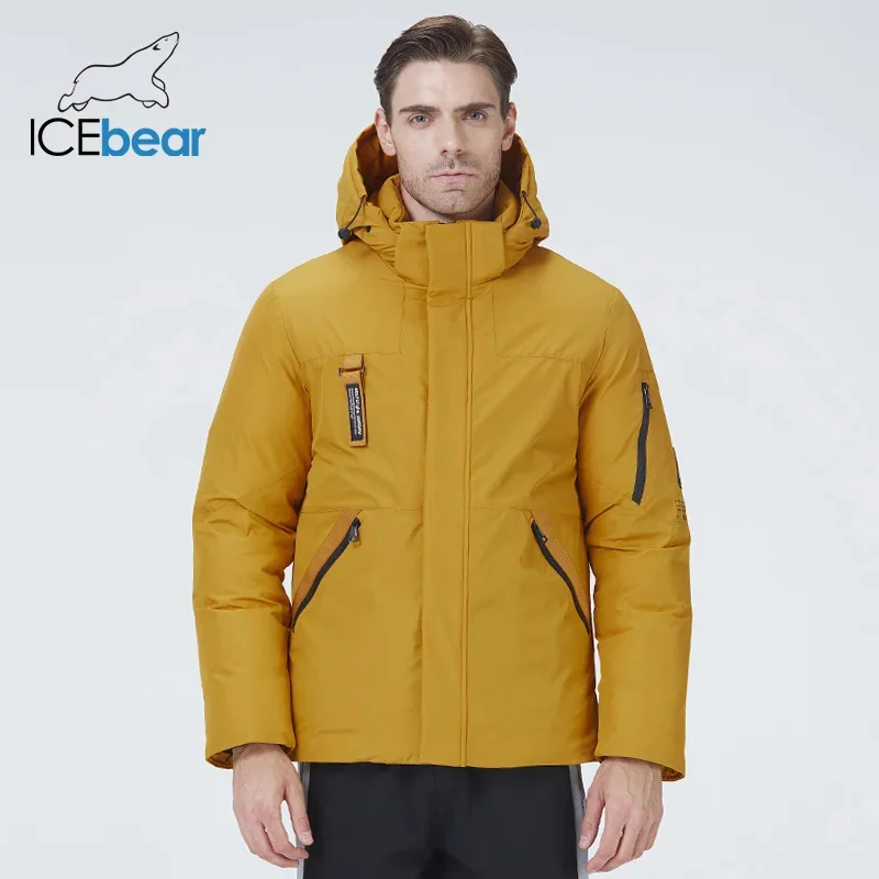 ICEbear 2023 multi-pocket hooded jacket winter essential clothing windproof and warm men's coat fashionable male parka MWD21926I