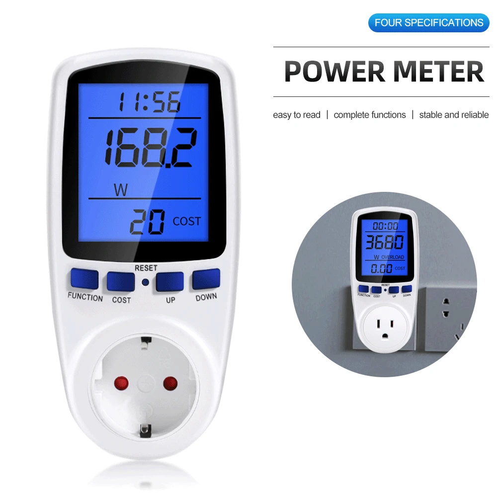 Digital LCD Wattmeter 220V 110V AC Power Meter Backlight Electricy