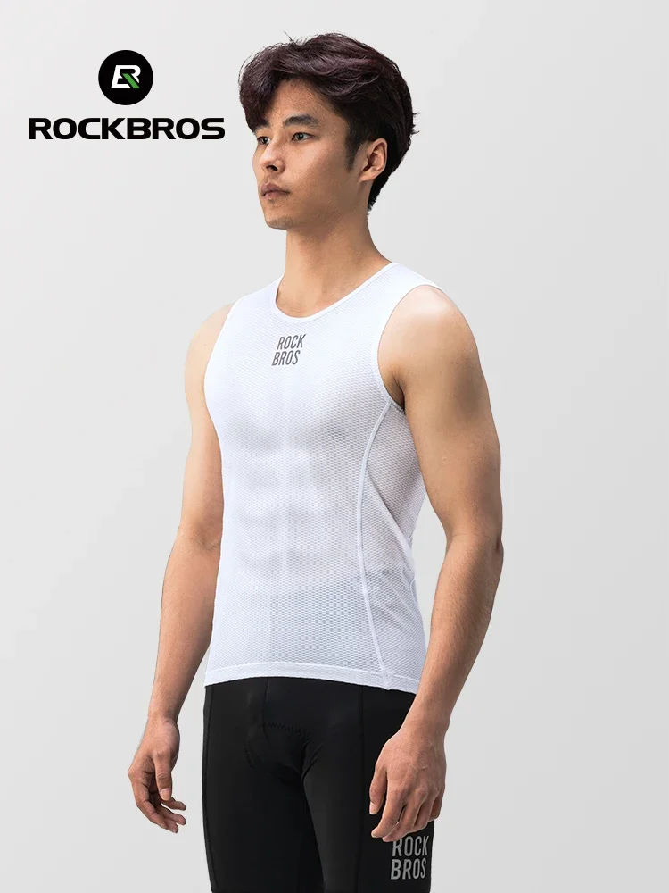 ROCKBROS Bike Vest Breathable Men's Sleeveless Short Summer Undershirt Windbreaker Tshirt Quick Dry Elastic Mesh Underwear