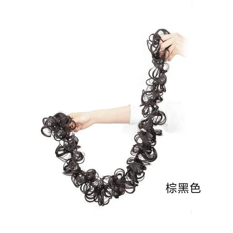 Synthetic Messy Hair Bun Chignon Scrunchies Fake Hair Band Braid Elastic Hairpiece Tail For Women Synthetic Wrap Curly Ponytail