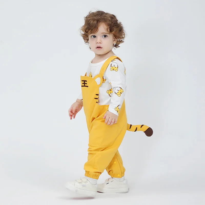 

Autumn Baby Clothes Rompers Lovely Tiger Boys Girls Bodysuit Children's Set Stripe Top +Overall Cartoon Animal Jumpsuits 0-3 Y