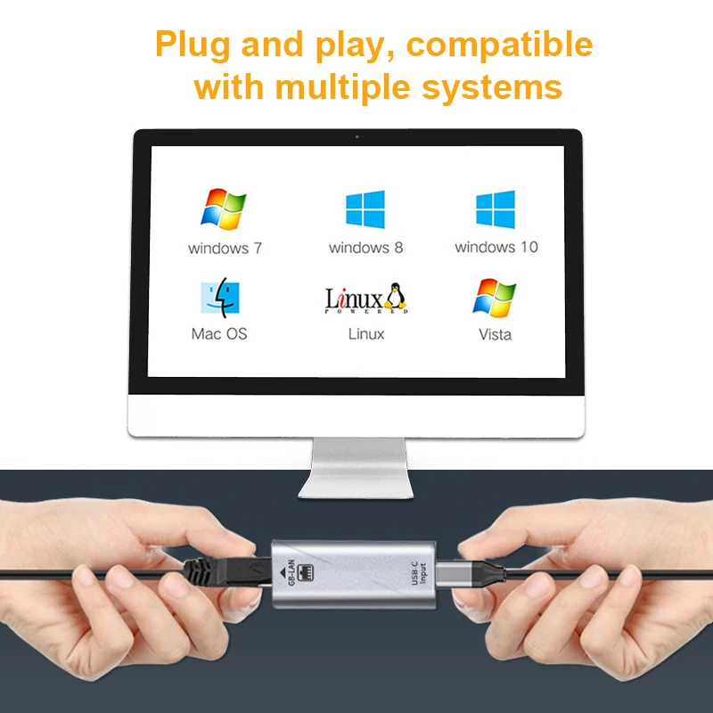 PC 노트북 스마트폰용 유선 LAN 네트워크 카드, C 암-RJ45 암 USB C 타입-이더넷 어댑터, 10/100/1000 기가비트