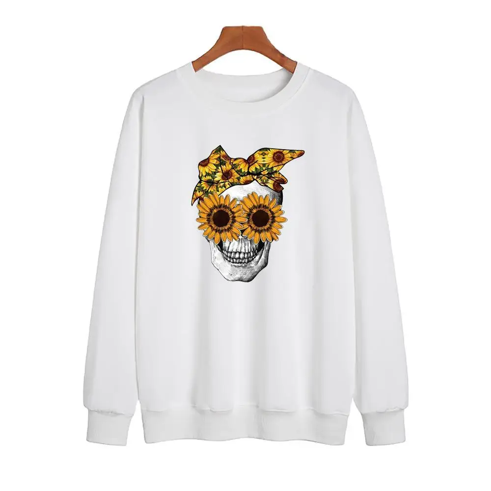 YRYT 2023 Autumn and Winter New Women's Skull Fashion Trend Printed Foreign Trade Cross-border New Hot Round Neck Hoodie