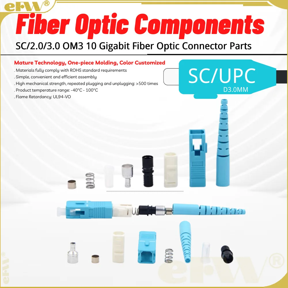 

200pcs/Lot sale Sc/2.0/3.0 Jumper Loose Parts Sc Optical Fiber Jumper Connector Plastic Stopper Sc/om3 10mw Lake Blue