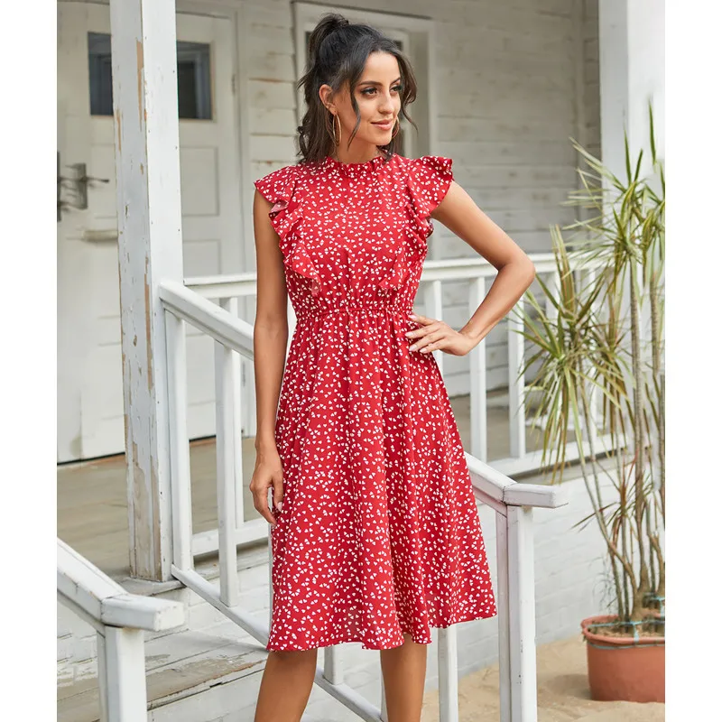 Женское богемное платье с оборками платье-трапеция без рукавов принтом в виде