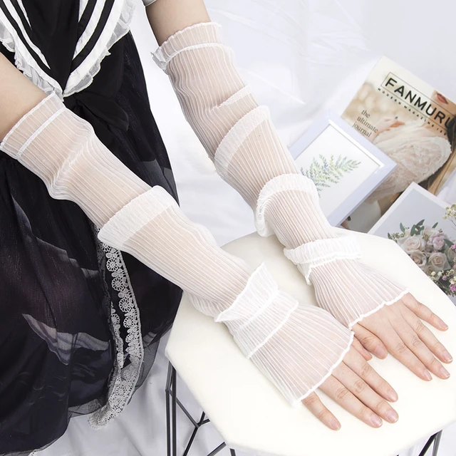 Elastic Passion Lolita Gothic Fingerless Mesh Lace Gloves Dress Accessories  Women Arm Warmers Sexy Sleeve Mittens - AliExpress