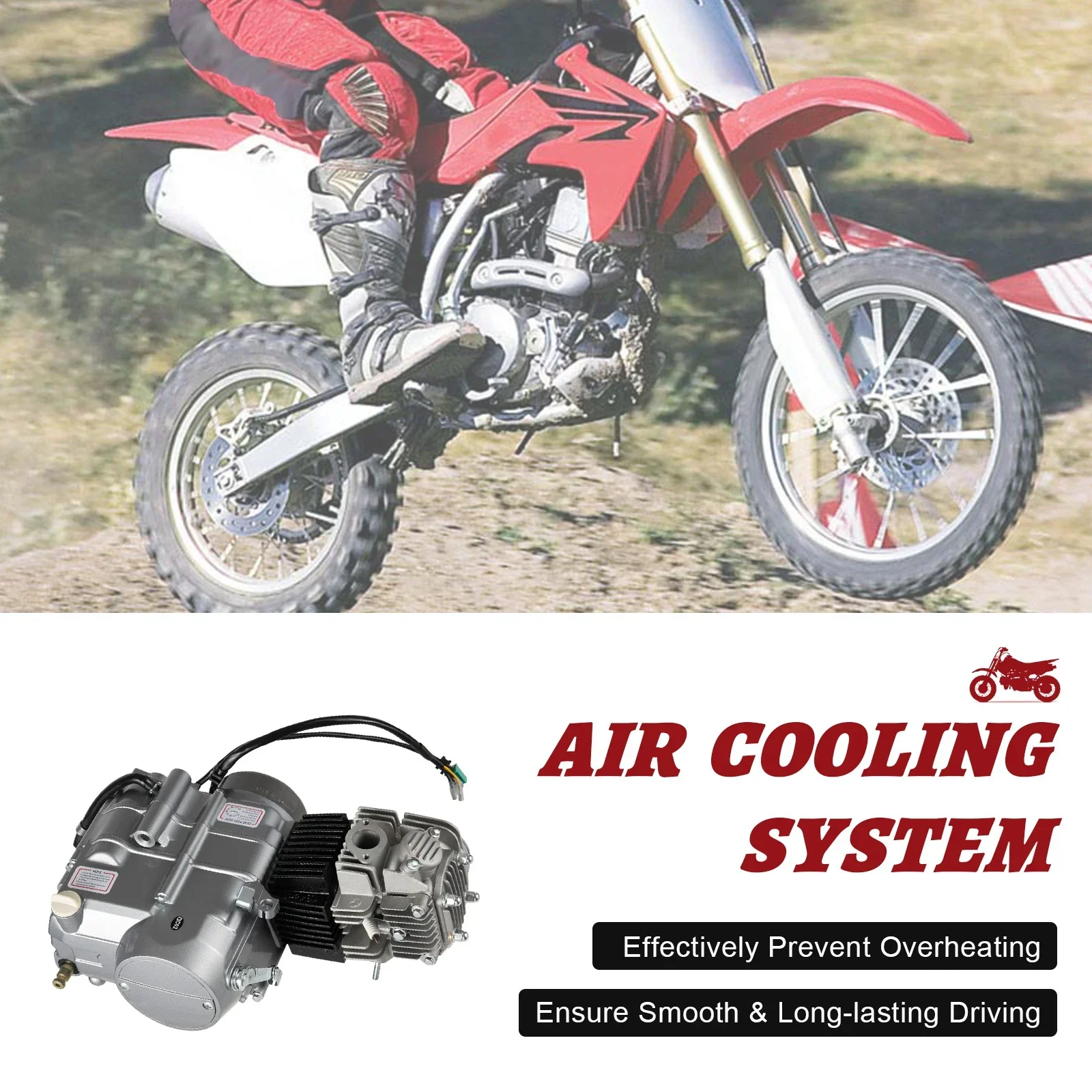 CRF50 125 CC Einzylinder-Luftkühlungsmotor, 4-Takt-Motor, halbautomatischer Motormotor, 4 Gänge mit Rückwärtsgang, für Motorräder – Detail 4