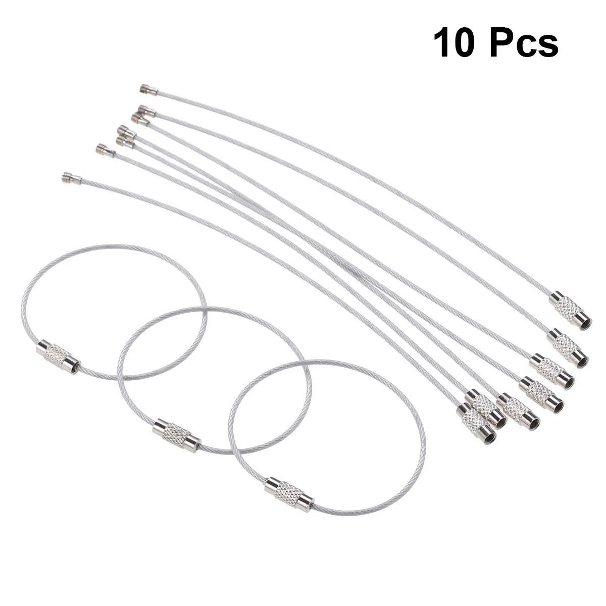 

10 Pcs Key Fob Wire Keychains Cable Luggage Tags Loops Ring Carabiners for Keys