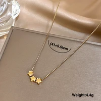 Collier de perles étoiles Triple couleur pour femmes et filles, mignon, à la mode, plaqué or, en acier inoxydable, bijoux imperméables 6