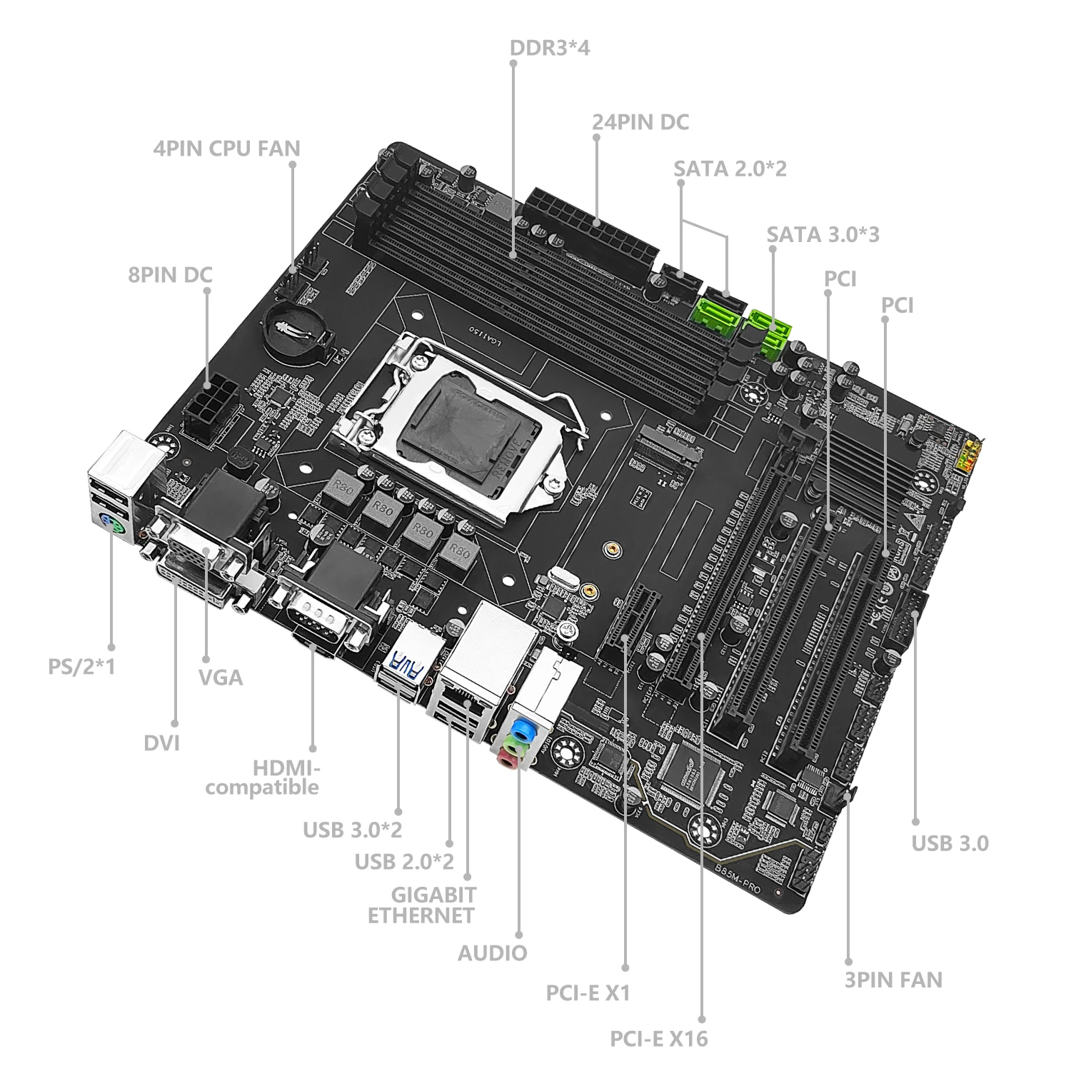 Motherboard para Intel Lga 1150 Cpu i3 i5 i7 Cpu Tecnologia de Suporte Ddr3 Dual Channel Memory Slot Machinist-b85 - Imagem 6